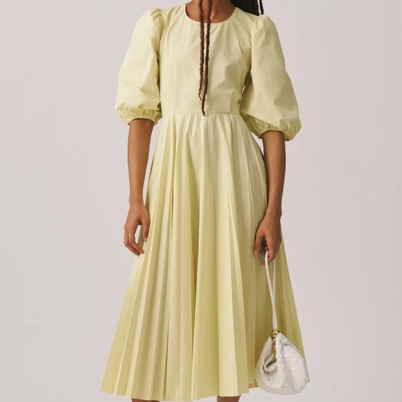 Beatrice .b Pleated Yellow Maxi Dress Size 4 - Picture 1 of 5